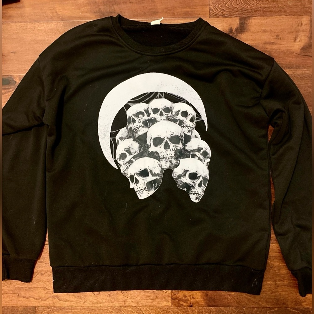 Skulls & crescent moon spiderweb sweatshirt